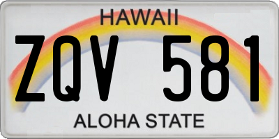 HI license plate ZQV581