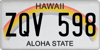 HI license plate ZQV598