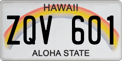 HI license plate ZQV601