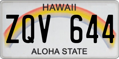 HI license plate ZQV644