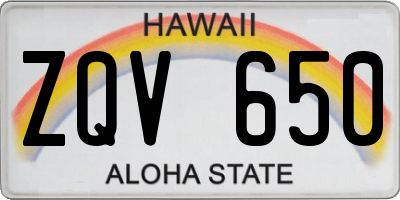 HI license plate ZQV650