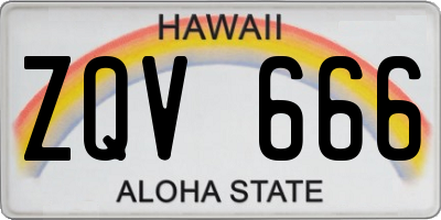 HI license plate ZQV666