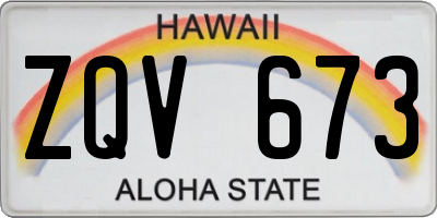 HI license plate ZQV673