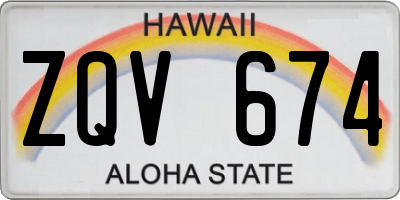 HI license plate ZQV674