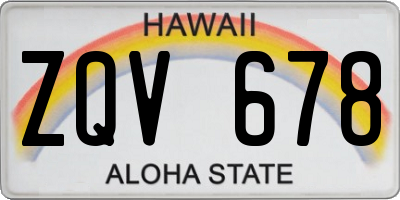 HI license plate ZQV678