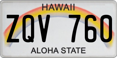 HI license plate ZQV760