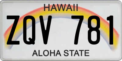 HI license plate ZQV781