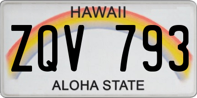 HI license plate ZQV793