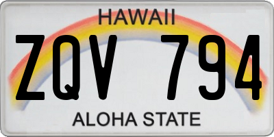 HI license plate ZQV794