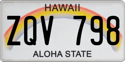 HI license plate ZQV798