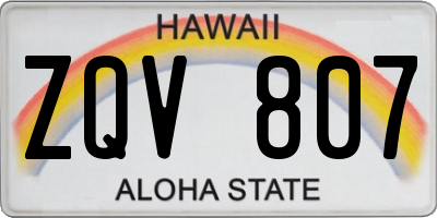 HI license plate ZQV807