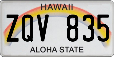 HI license plate ZQV835