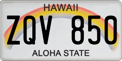 HI license plate ZQV850