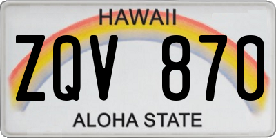 HI license plate ZQV870