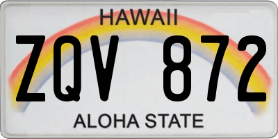 HI license plate ZQV872