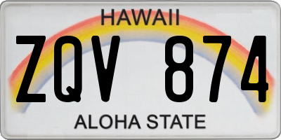 HI license plate ZQV874