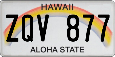 HI license plate ZQV877