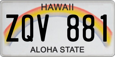 HI license plate ZQV881