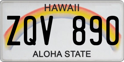 HI license plate ZQV890