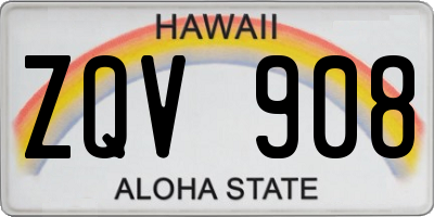 HI license plate ZQV908