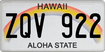 HI license plate ZQV922