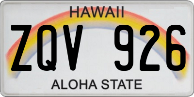 HI license plate ZQV926