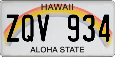 HI license plate ZQV934