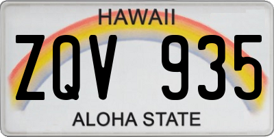 HI license plate ZQV935