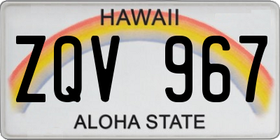 HI license plate ZQV967