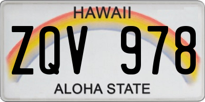 HI license plate ZQV978