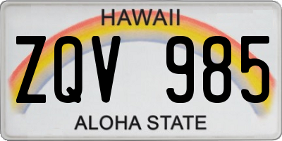 HI license plate ZQV985