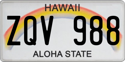 HI license plate ZQV988