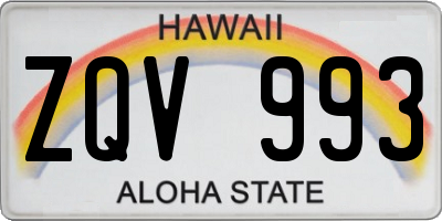 HI license plate ZQV993