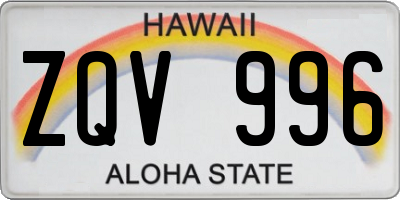 HI license plate ZQV996