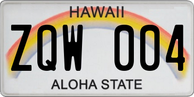 HI license plate ZQW004