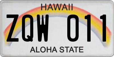 HI license plate ZQW011