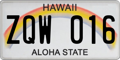 HI license plate ZQW016