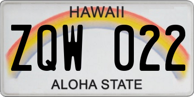 HI license plate ZQW022