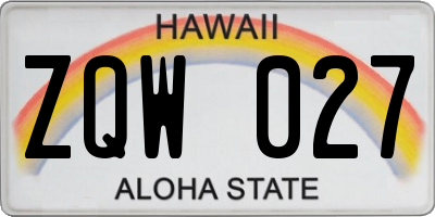 HI license plate ZQW027
