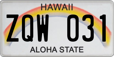 HI license plate ZQW031