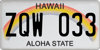 HI license plate ZQW033