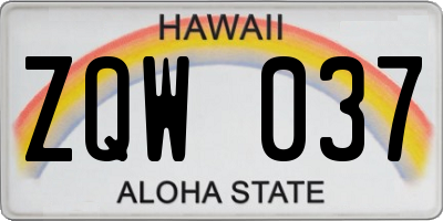 HI license plate ZQW037