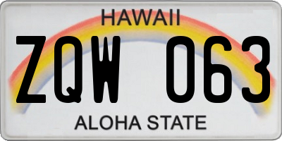 HI license plate ZQW063