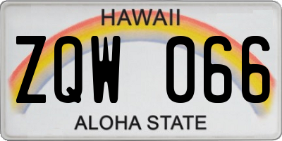 HI license plate ZQW066