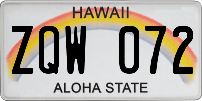 HI license plate ZQW072