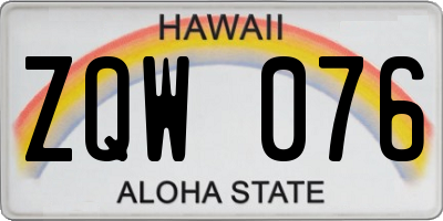 HI license plate ZQW076