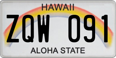 HI license plate ZQW091