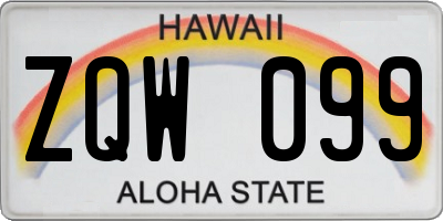 HI license plate ZQW099