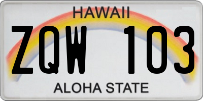 HI license plate ZQW103