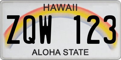 HI license plate ZQW123